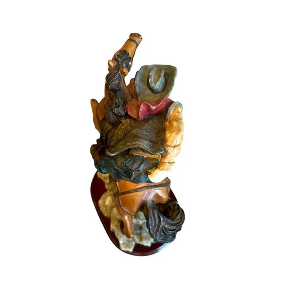 Vintage Ashley Belle Young Lad Riding Horse Resin Figurine on Wood Platform - Picture 6 of 8